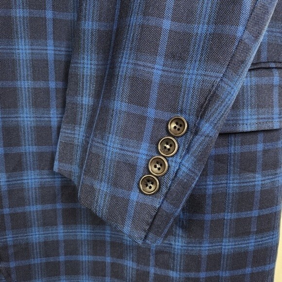 Holland & Sherry Saville Row Men's Double Button Check Plaid Tailor Made Blazer - Picture 5 of 10